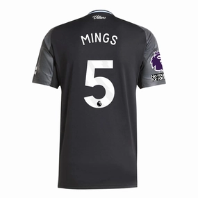 Action Performance Classic Fit adidas Mings Men's Aston Villa 25/26 Away Jersey w/ EPL   NRFR Patches (Black/Global Blue)