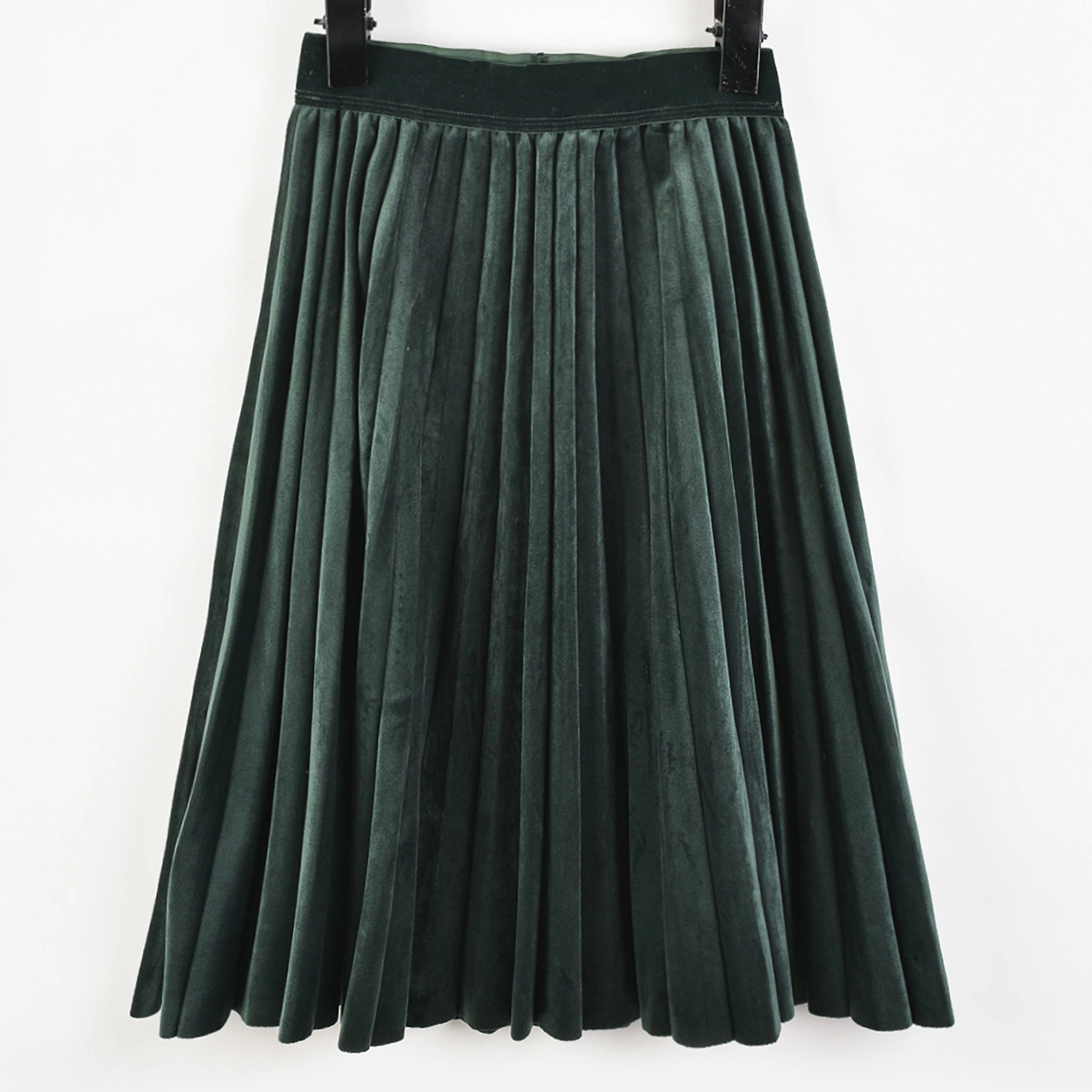 Melange Pleated Velour Skirt Sharp Look