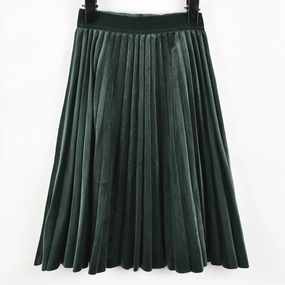 Melange Pleated Velour Skirt Sharp Look