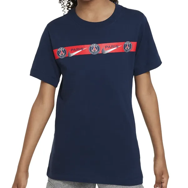 Soft touch finish Nike Youth Paris Saint-Germain Logos T-Shirt (Midnight Navy)