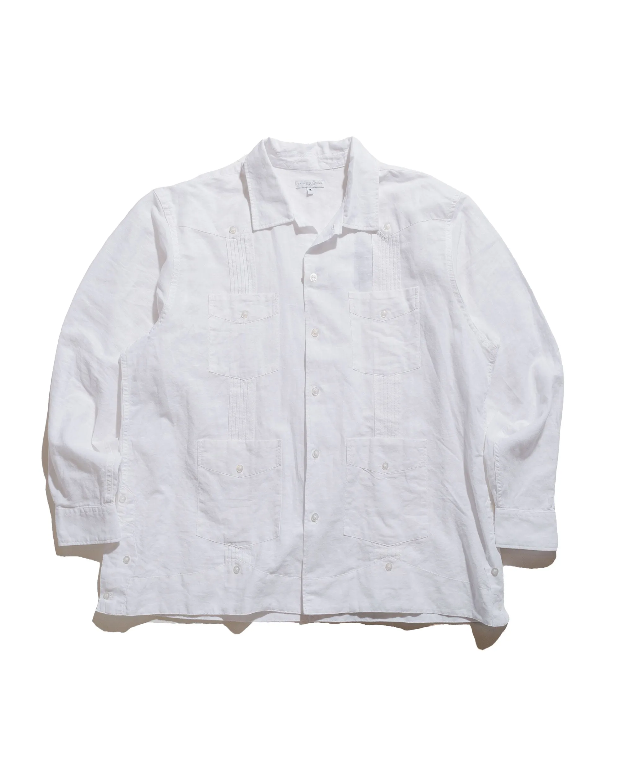 Abstract art Roll-Up Sleeve Engineered Garments Guayabera Shirt White Handkerchief Linen