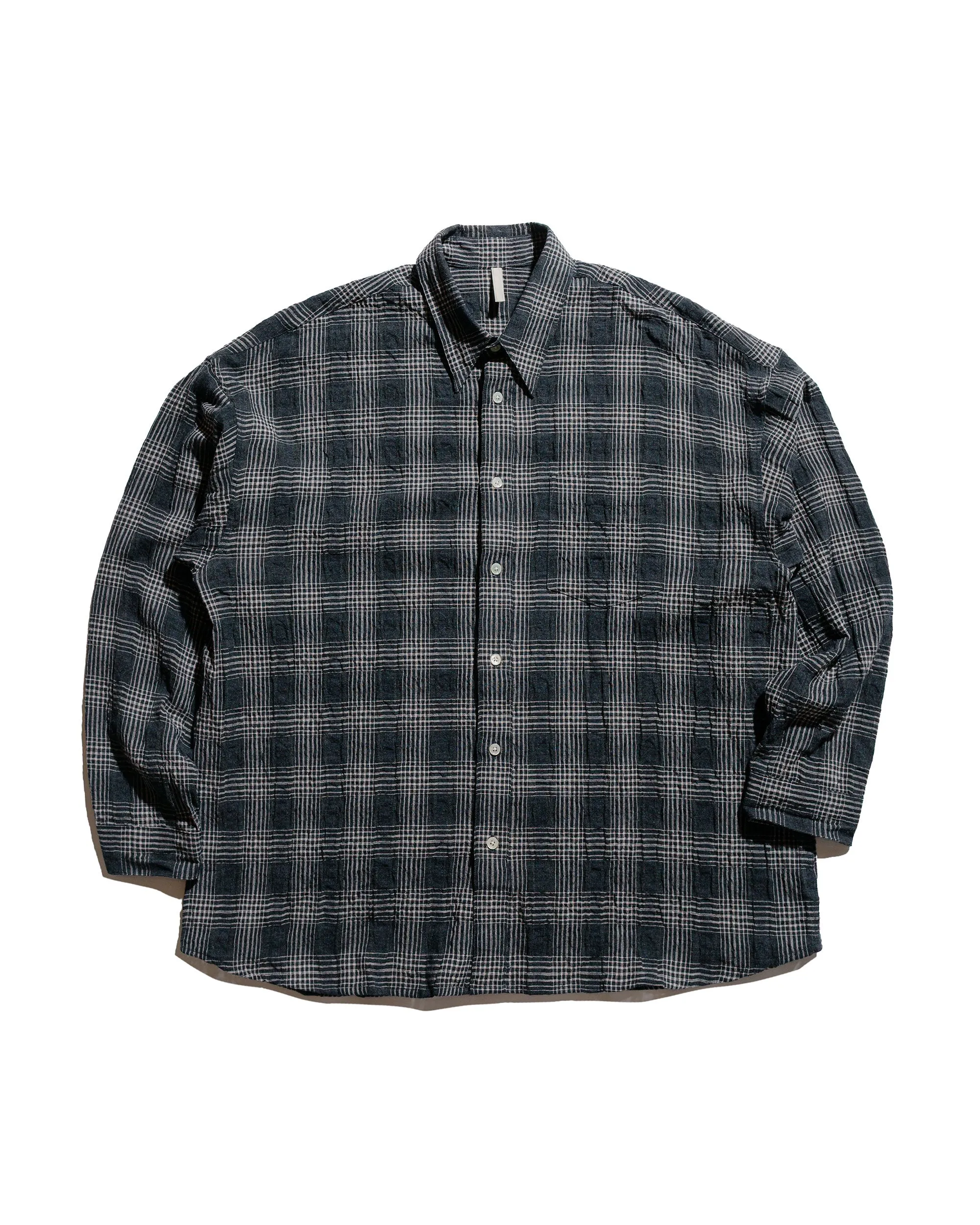 Sunflower Stable Shirt Check Anthracite Minimalist Closure Split hem