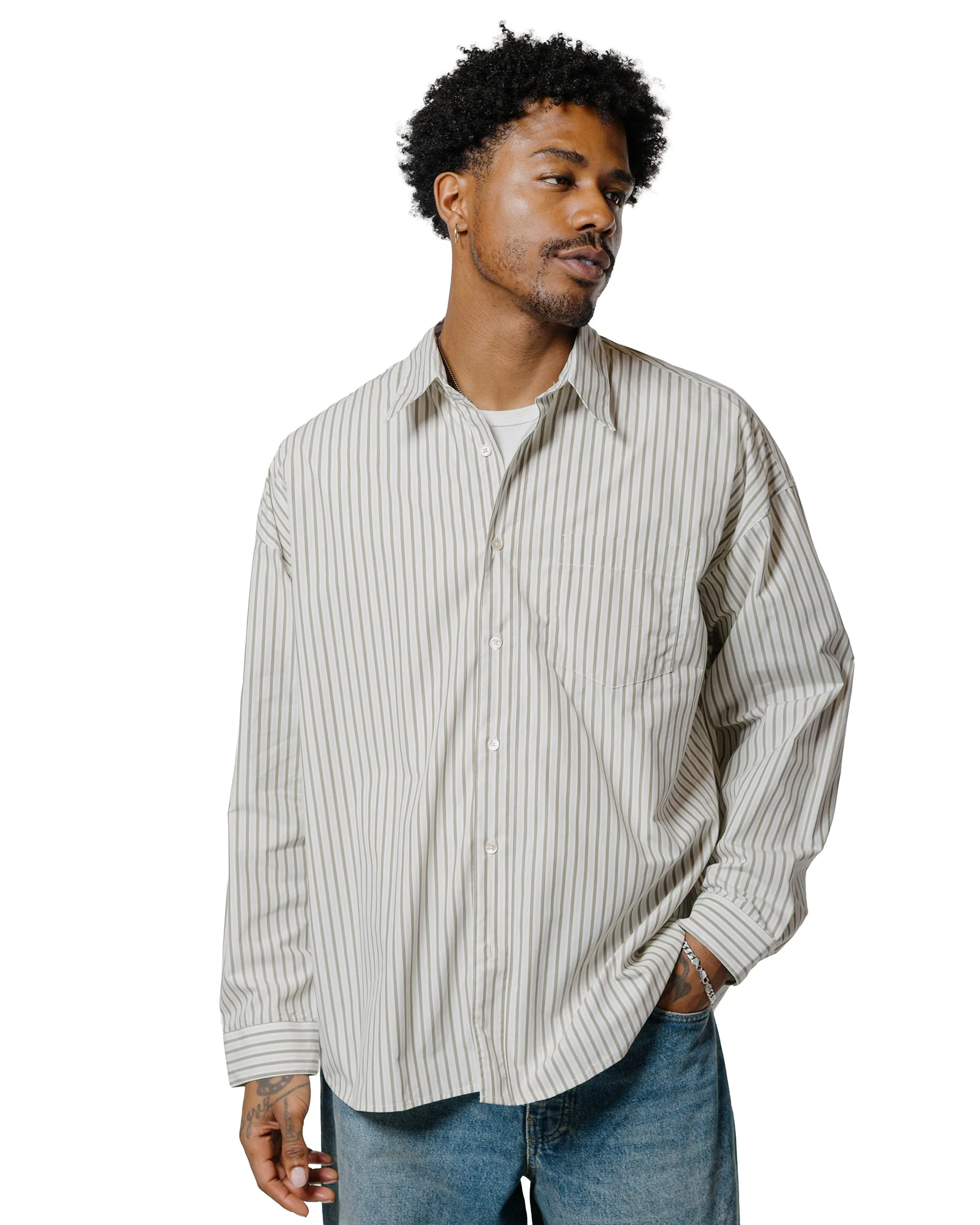 Bamboo Fiber Blend Weekend Style Sunflower Stable Shirt Stripe Khaki