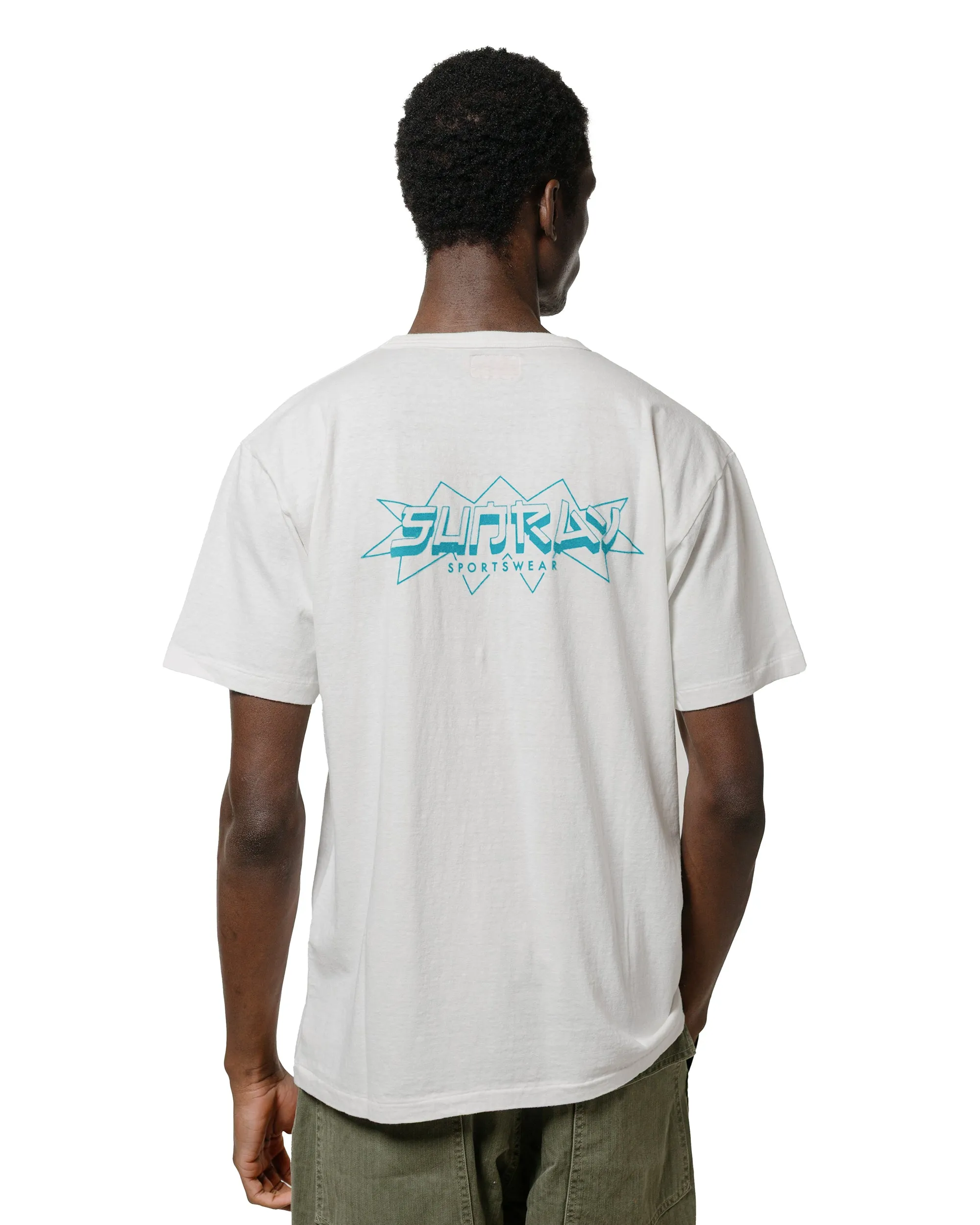 VintageWash Stone Wash Process Sunray Sportswear Frokey Celebratory Haleiwa SS Off White/Blue Print