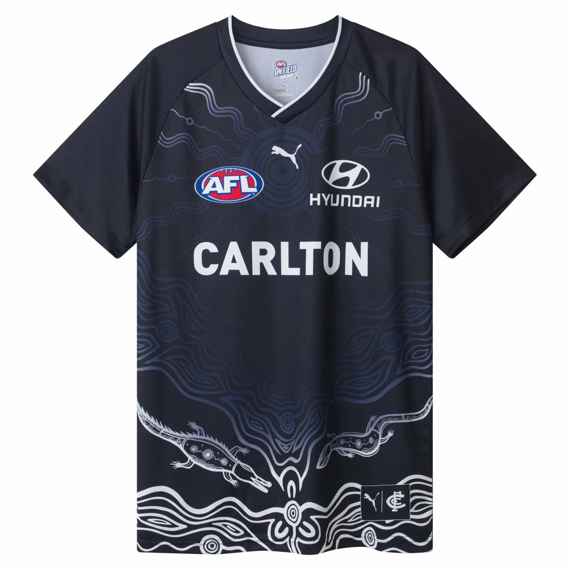 Men's AFL Carlton Blues Football Club 2025 Replica Warm Up Top Double Layered Edging