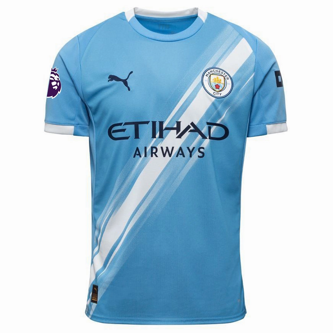 Puma James Mcatee Manchester City Home Jersey 25/26 w/ EPL   Sponsor Patch (Team Light Blue/Puma White) High Stretch Elastic Cuffs