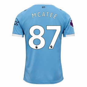 Puma James Mcatee Manchester City Home Jersey 25/26 w/ EPL   Sponsor Patch (Team Light Blue/Puma White) Wicking Interior Layer Sleek Look