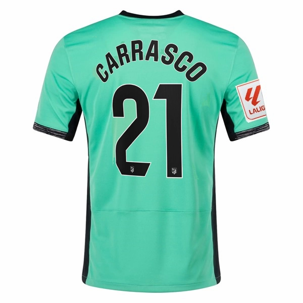 Antibacterial Fiber Blend Nike Atletico Madrid Yannick Carrasco Third Jersey w/ La Liga Patch 23/24 (Spring Green/Black)
