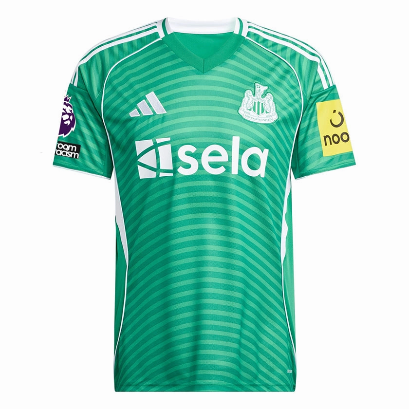 Non Chafing Seam Finish adidas Men's Newcastle United 25/26 Away Jersey w/ NRFR   EPL Patches (Green/White)