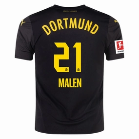 Soft Surface Puma Borussia Dortmund Donyell Malen Away Jersey w/ Bundesliga Patch 24/25 (Puma Black/Faster Yellow)