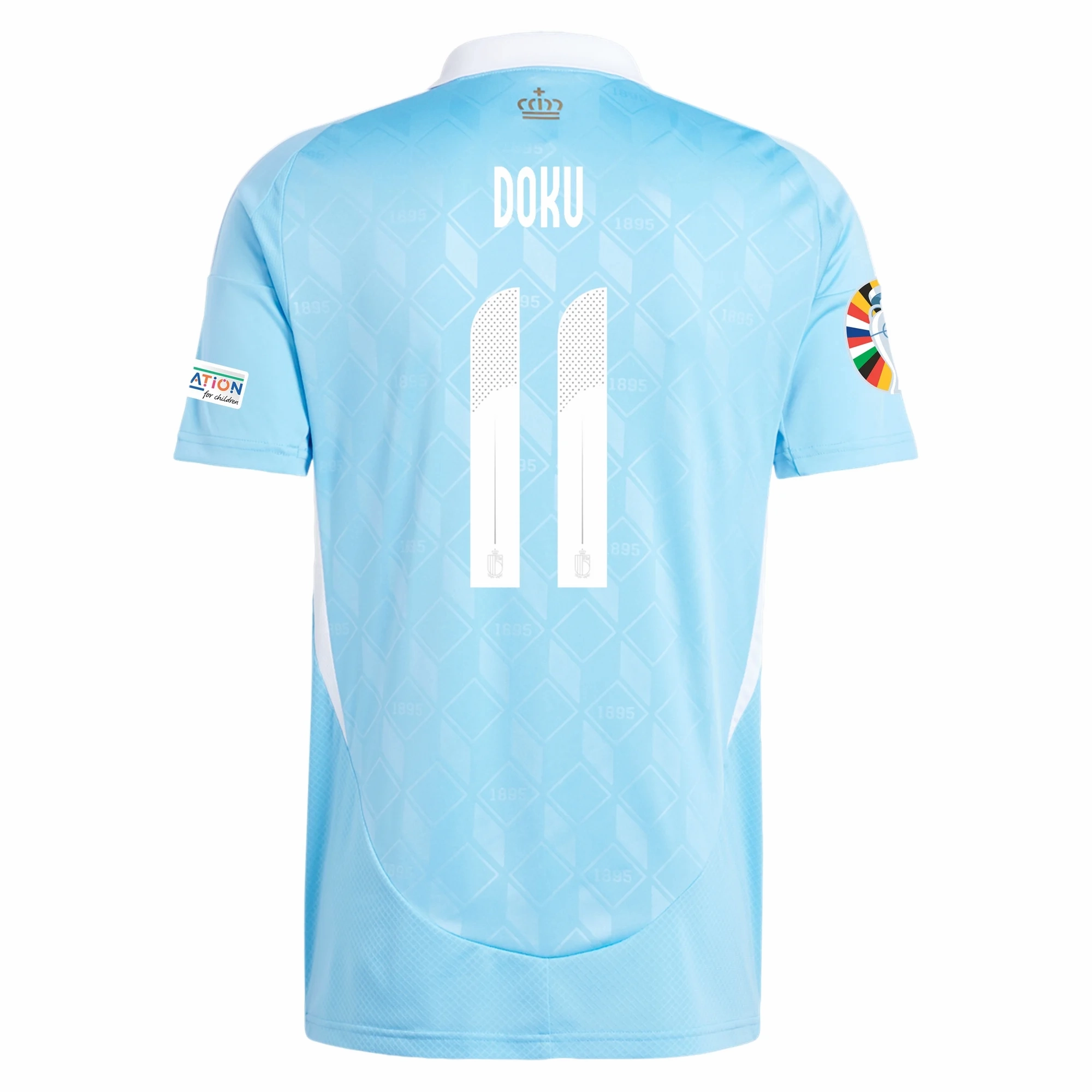 Base Comfort adidas Belgium Jeremy Doku Away Jersey w/ Euro 2024 Patches 24/25 (Semi Blue Burst)