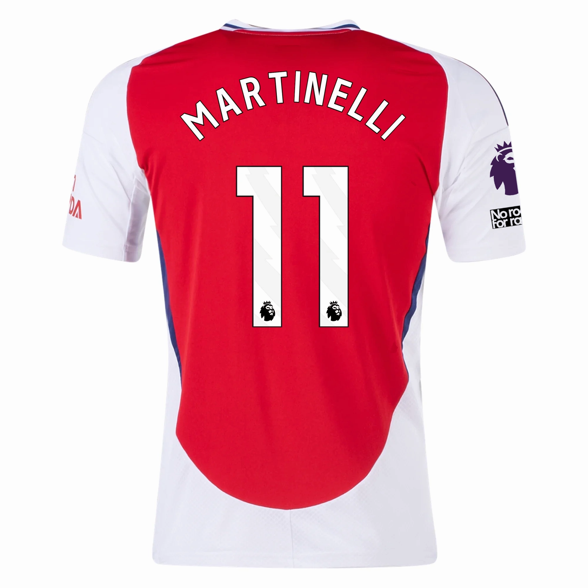 adidas Arsenal Gabriel Martinelli Home Jersey w/ EPL   No Room For Racism Patches 24/25 (Better Scarlet/White) Compact Storage Packability Training Wear