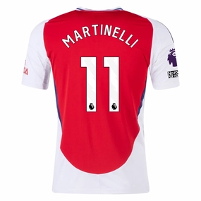 adidas Arsenal Gabriel Martinelli Home Jersey w/ EPL   No Room For Racism Patches 24/25 (Better Scarlet/White) Compact Storage Packability Training Wear
