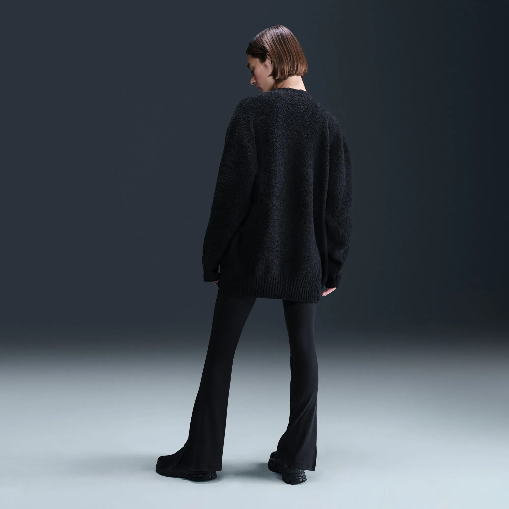 NonChafe Comfortable Sweater Nike "Sportswear Phoenix Cozy Boucl?? Oversized Knit Cardigan" W - Black