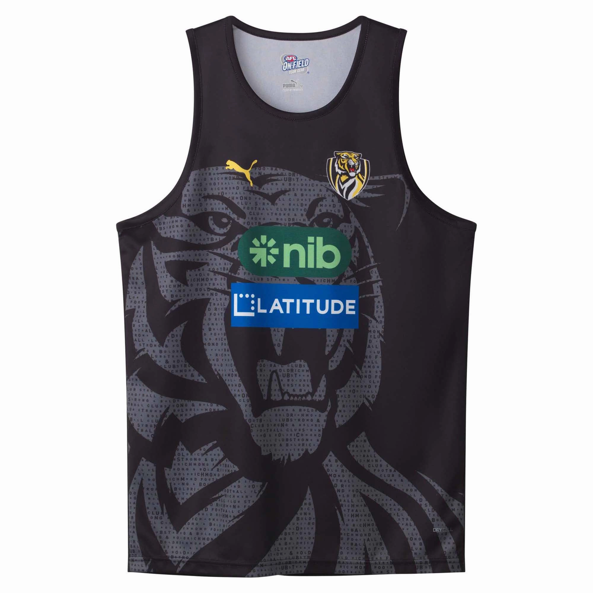 Yarn Dye Technique Seam Free Engineering Men's AFL Richmond Tigers Football Club 2025 Training Singlet