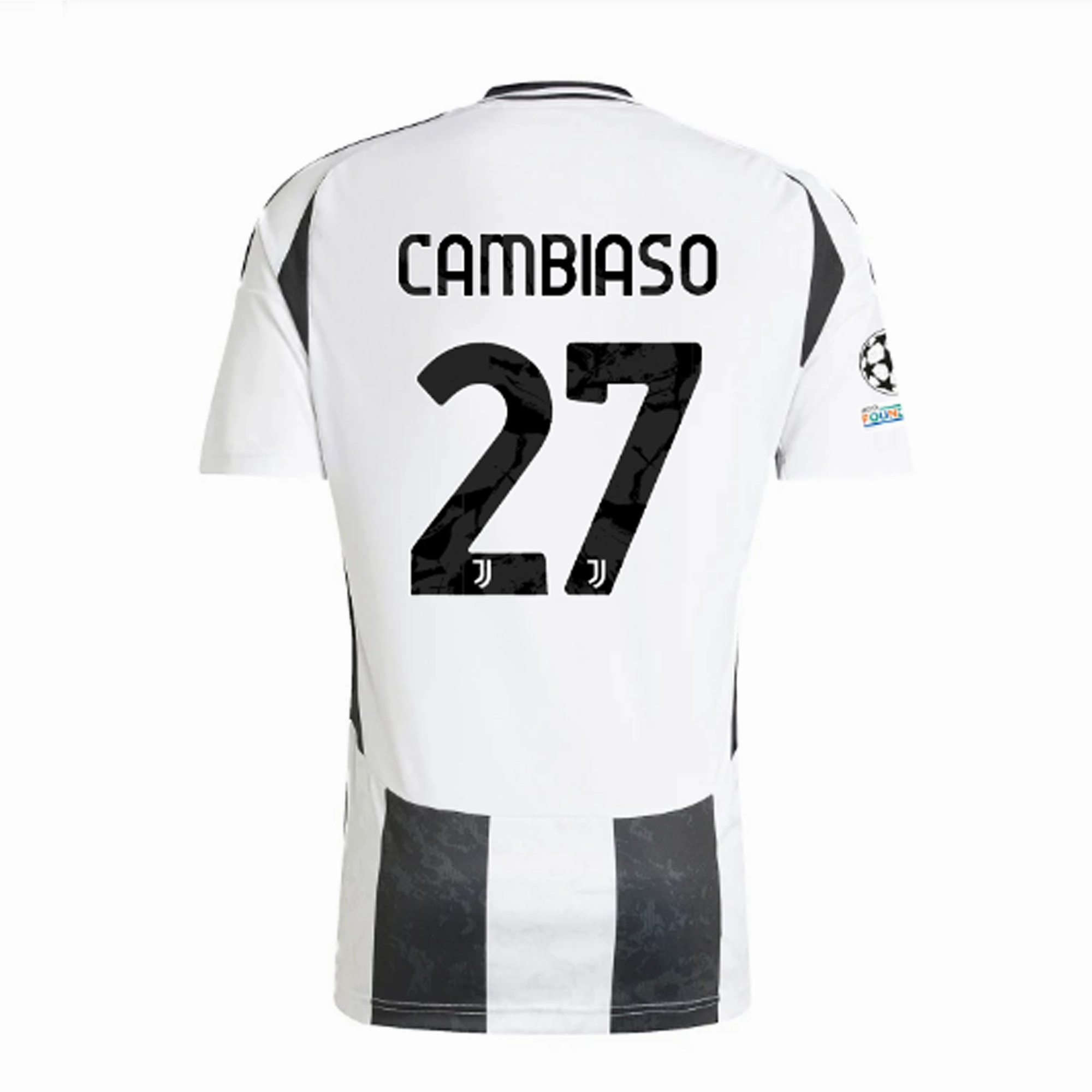 Muscle Fit Street Motion adidas Juventus Authentic Andrea Cambiaso Home Jersey w/ Champions League   Copa Italia Patches 24/25 (White/Black)