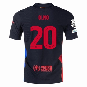 Nike Barcelona Authentic Dani Olmo Away Jersey w/ Champions League Patches 24/25 (Black/University Red/Hyper Royal) Timeless Design Sustainable Dye Process