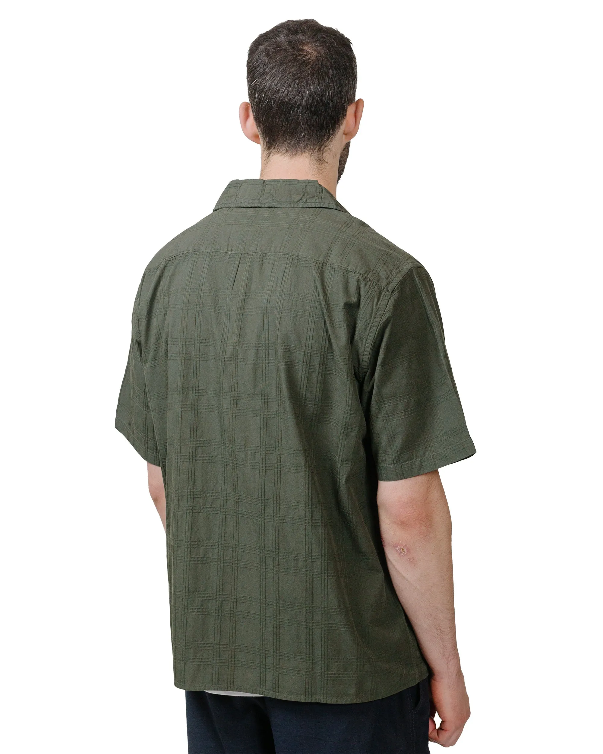 Norse Projects Carsten Relaxed Dobby Check Shirt Spruce Green Temperature Regulating Double Needle Hemming