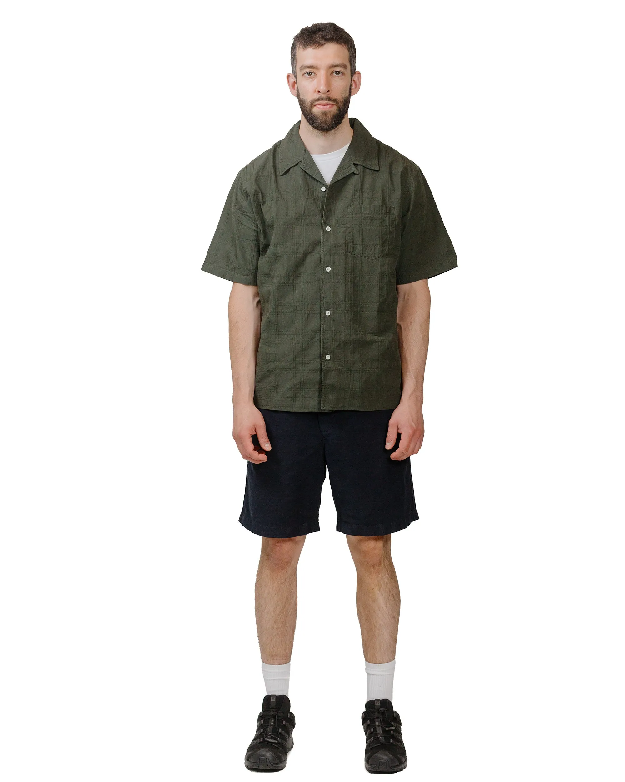 Flexible Placket Structure Norse Projects Carsten Relaxed Dobby Check Shirt Spruce Green