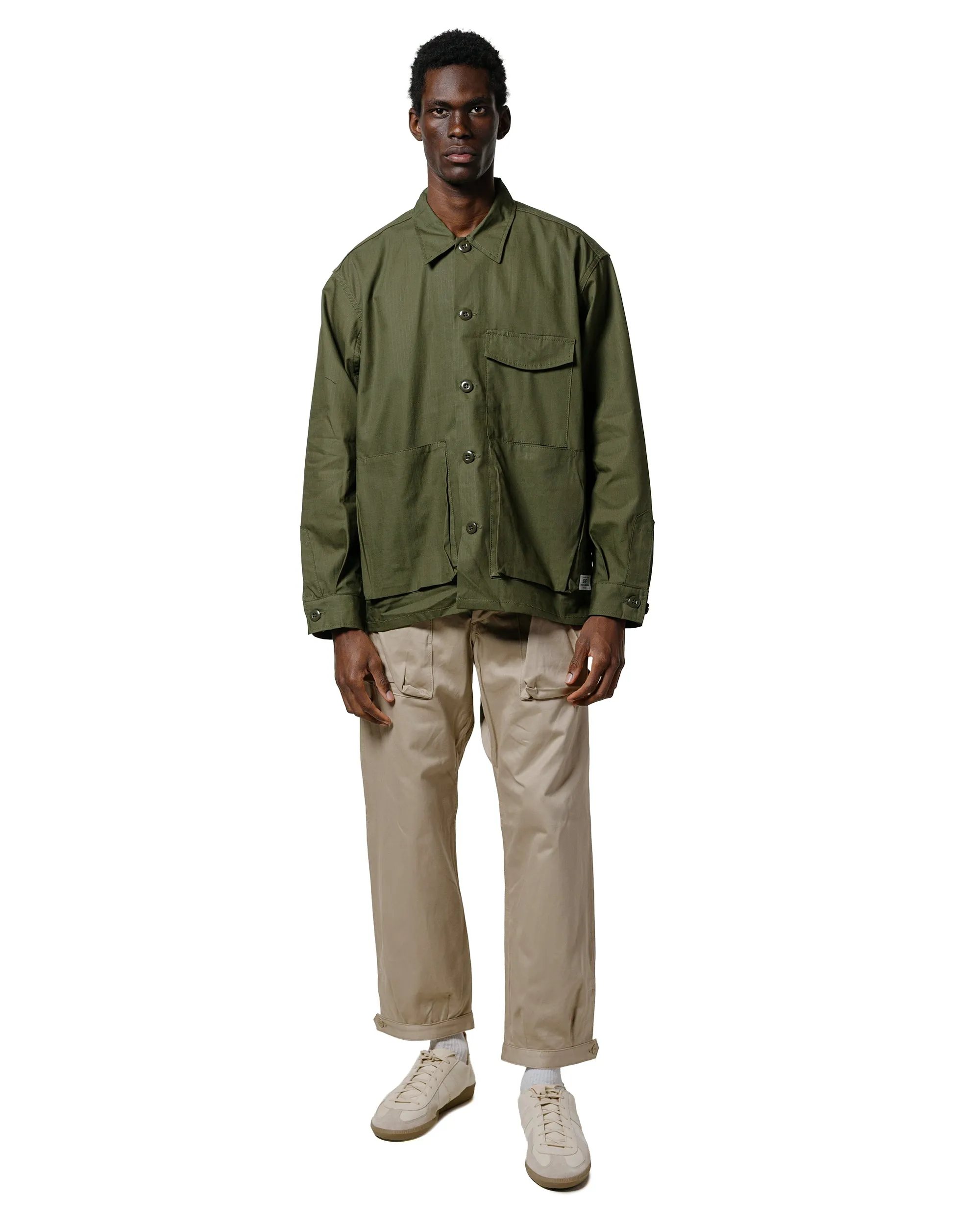 Sassafras Digs Crew Half Army Ripstop Olive High Neck Classy Detail