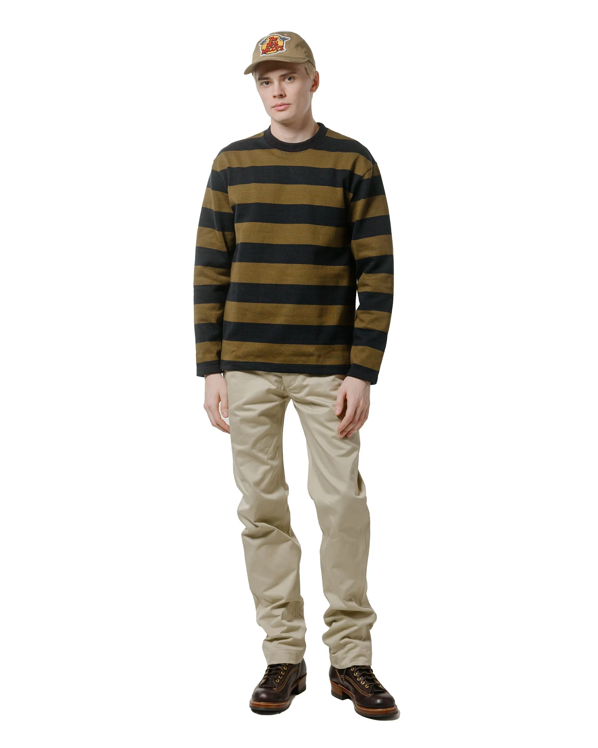 The Real McCoy's BC24101 Buco Stripe Racing Jersey Black/Olive product casual elegance blend Two-Tone Design