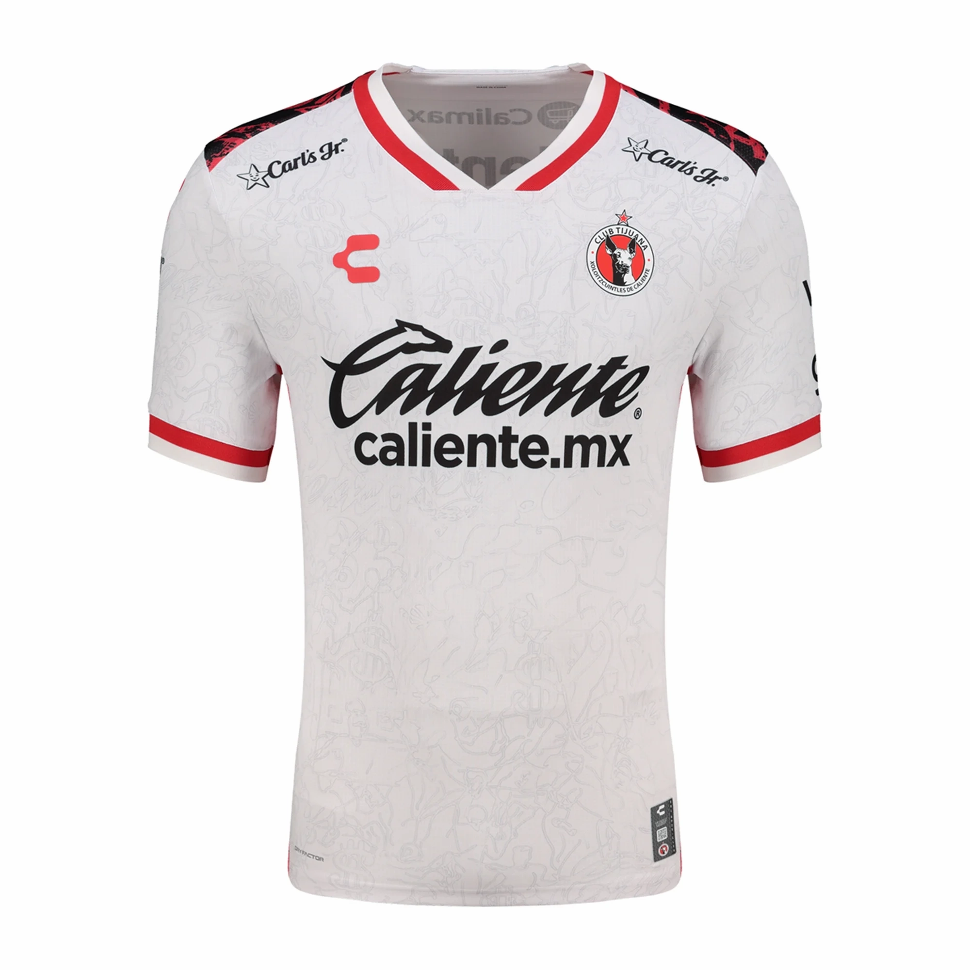 Hygroscopic Fiber Blend Friction Free Hemline Design Charly Men's Xolos De Tijuana Away Jersey 25/26 (White)
