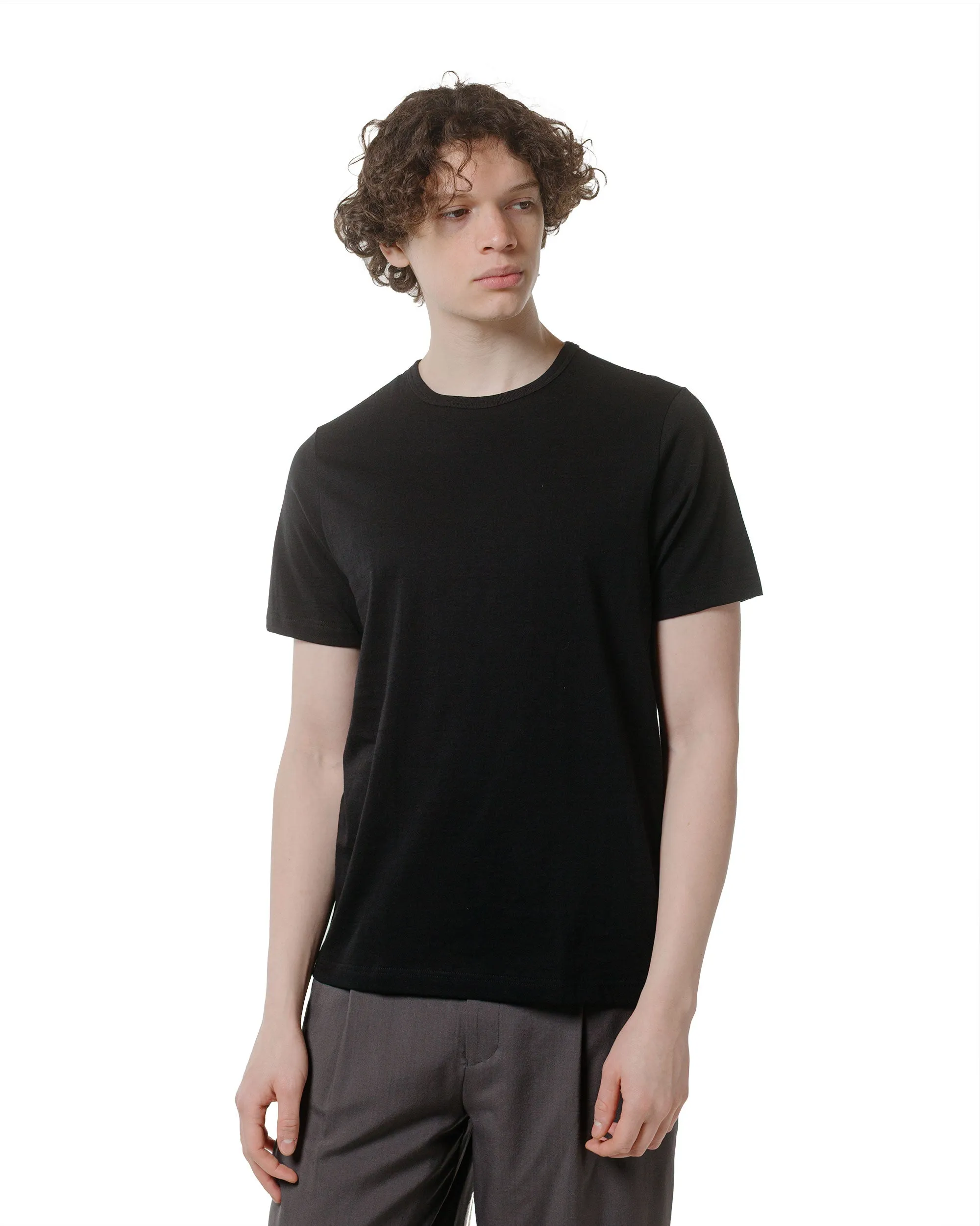 Merz B. Schwanen 1950s Loopwheeled T-Shirt Deep Black Flatlock stitching