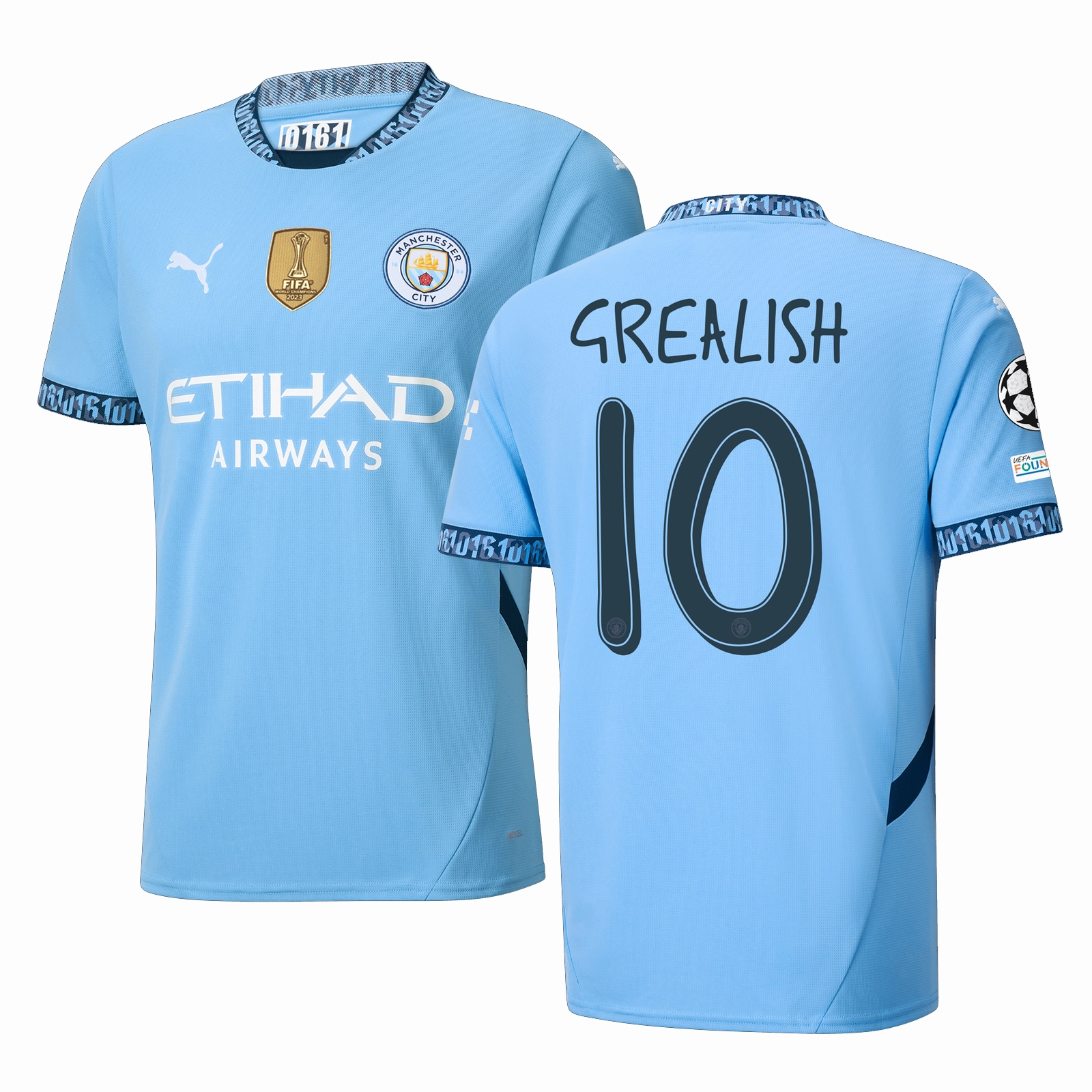 Functional Design Puma Manchester Jack Grealish Home Jersey w/ Champions League   Club World Cup Patch 24/25 (Team Light Blue/Marine Blue)
