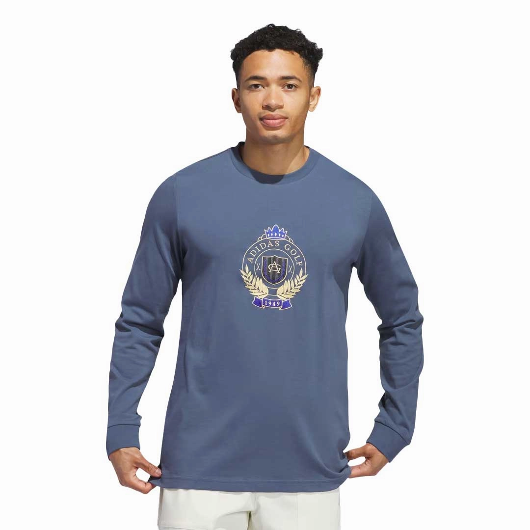 adidas - Men's Go-To Crest Graphic Long Sleeve T-Shirt (IN6349) Tear Resistant Fabric Wind Resistant Barrier