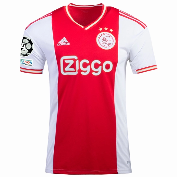 adidas Ajax Edson Alvarez Home Jersey w/ Champions League Patches 22/23 (Bold Red/White) Effortless Comfort Reflective Detailing