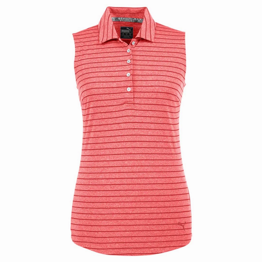 Strategic Ventilation Zones Slim Profile Puma - Women's Rotation Stripe Sleeveless Polo (597222 05)