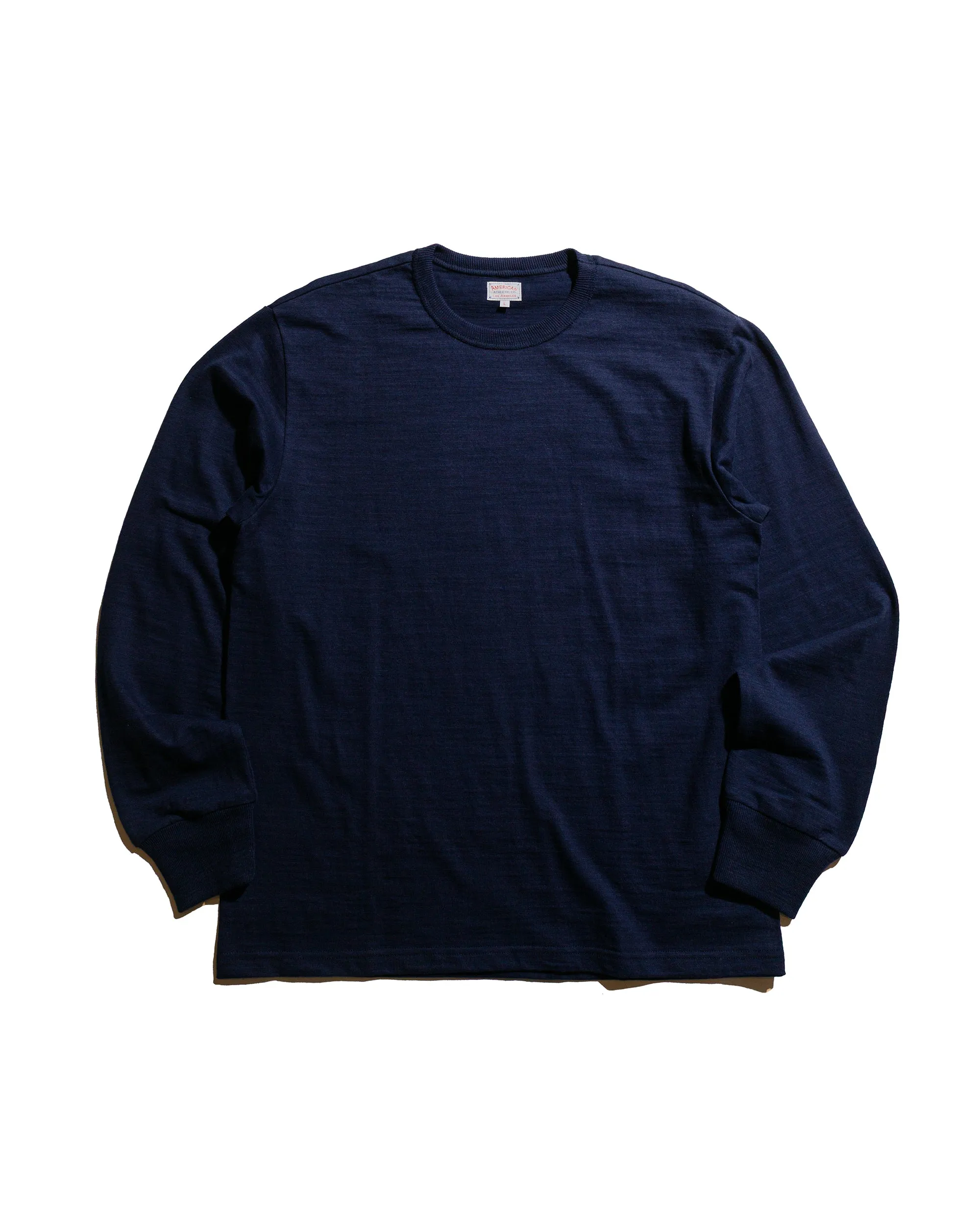 The Real McCoy's MC21109 Athletic L/S T-Shirt / Loop-Wheel Navy Relax Outfit Natural Fiber Blend