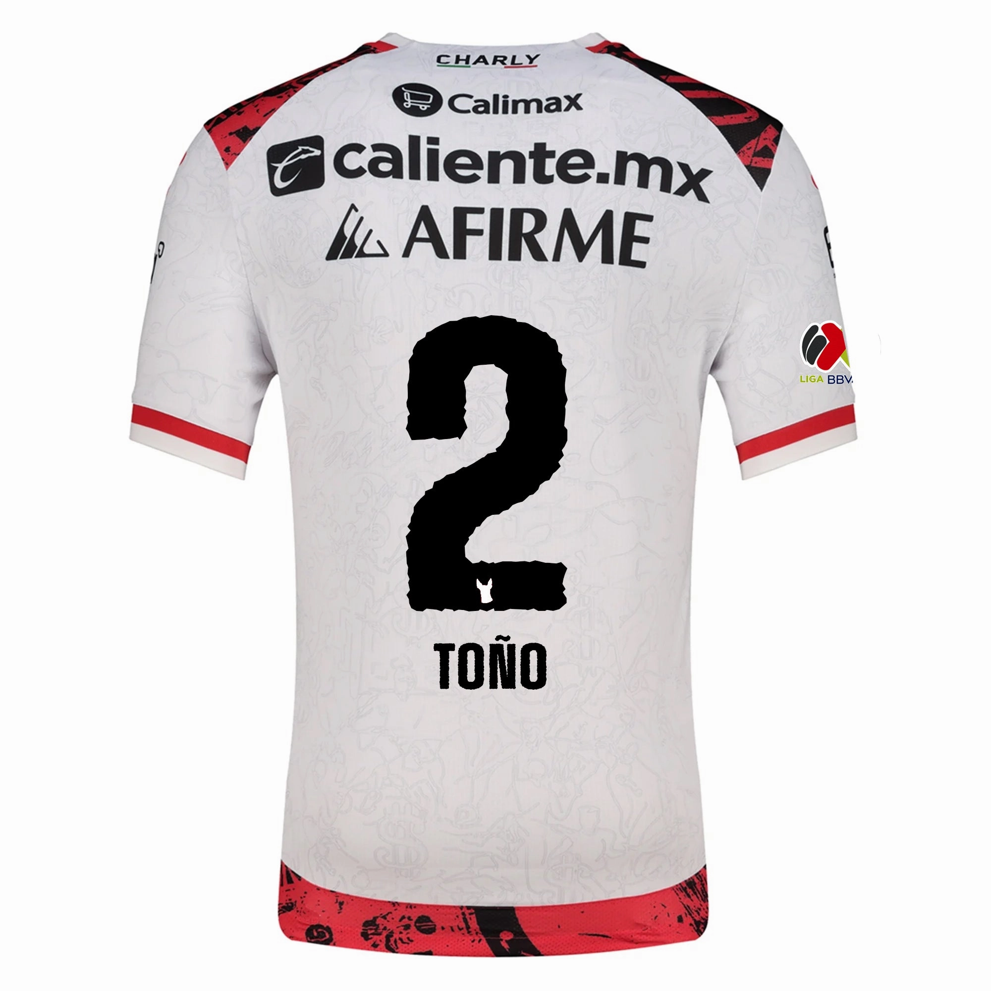 Double Stitched Hemming Reinforced Seams Charly Jose Antonio Rodriguez Men's Xolos De Tijuana Away Jersey 25/26 w/ BBVA MX Patch (White)