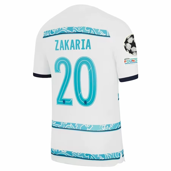 Nike Chelsea Zakaria Away Jersey w/ Champions League   Club World Cup Patches 22/23 (White/College Navy) Sleek Look