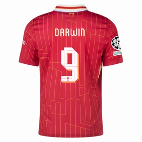Nike Liverpool Darwin Nunez Home Jersey w/ Champions League Patches 24/25 (Gym Red/Chrome Yellow) Unisex Fit stain resistant coating
