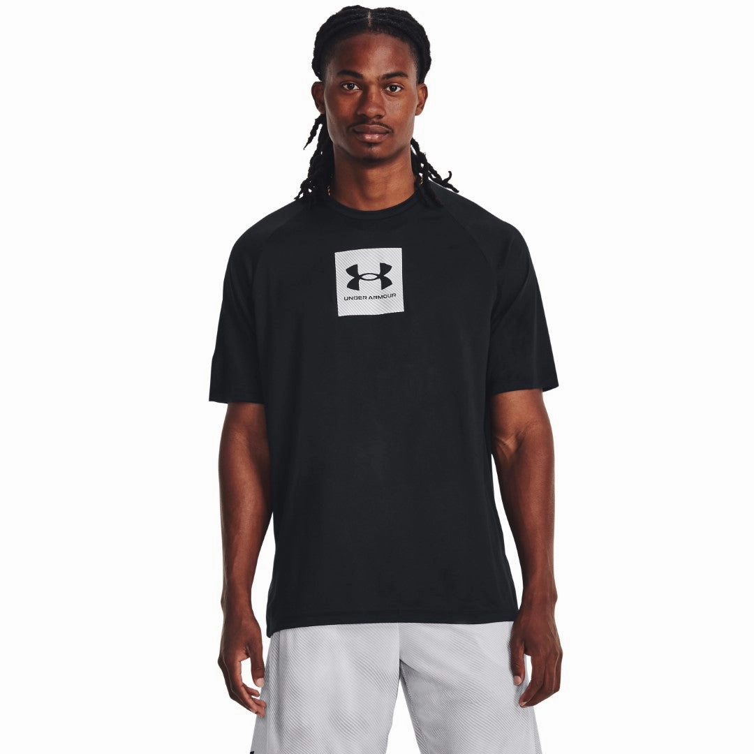 Tech? Print Fill Short Sleeve T-Shirt City Look Stretchable Fabric