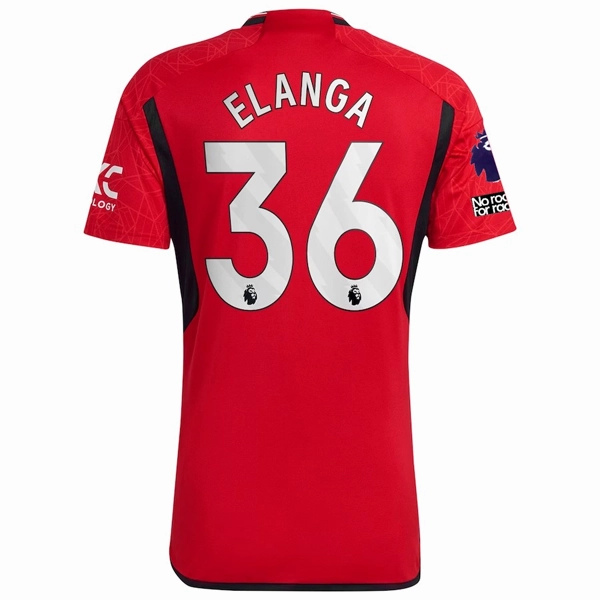adidas Manchester United Anthony Elanga Home Jersey 23/24 w/ EPL   No Room For Racism Patches (Team College Red) Durable Double Stitched Seams Variable Density Knit