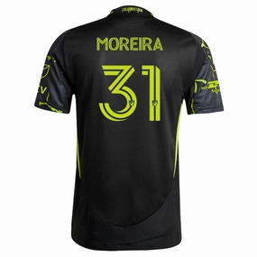 Sustainable production Multifunctional Performance Blend adidas Steven Moreira Columbus Crew Authentic Away Jersey w/ MLS Patches 25/26 (Black/Yellow)