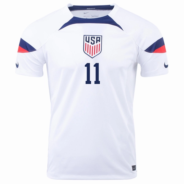 Nike United States Brenden Aaronson Home Jersey 22/23 (White/Loyal Blue) Dynamic Fit