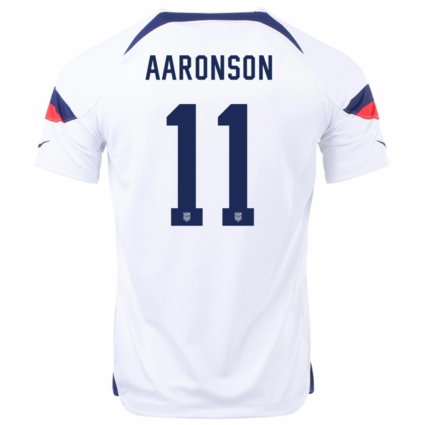 Nike United States Brenden Aaronson Home Jersey 22/23 (White/Loyal Blue) Drop Shoulder Fit