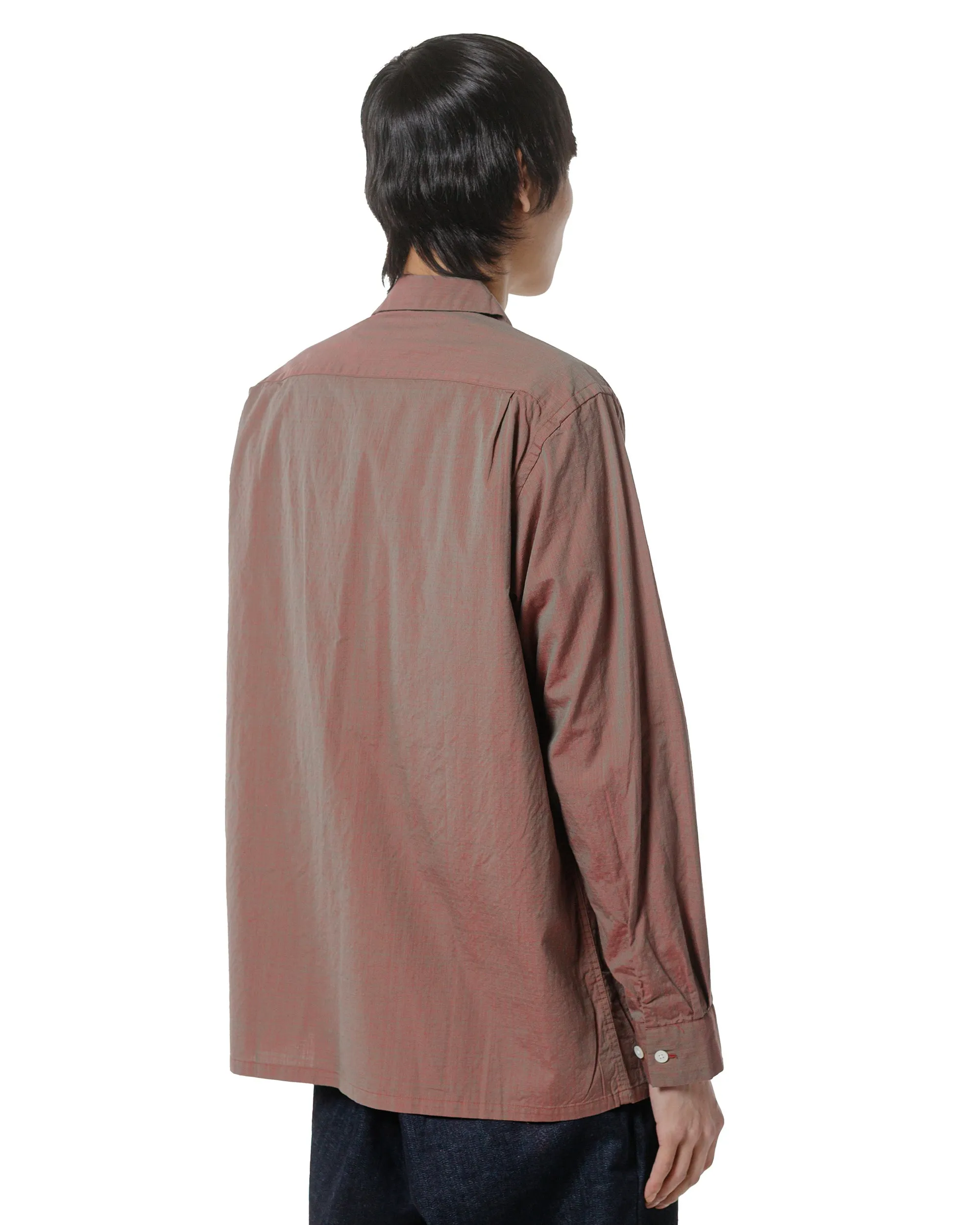 Beams Plus Open Collar Slab Chambray Red Night Out Tall Length