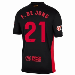 Nike Barcelona Frenkie De Jong Away Jersey w/ La Liga Patch 24/25 (Black/University Red/Hyper Royal) Boost Fit Enhanced Air Circulation