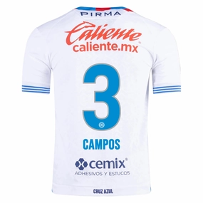 Reinforced Stitching Slim Silhouette Pirma Omar Campos Cruz Azul Away Jersey 24/25 (White/Blue)