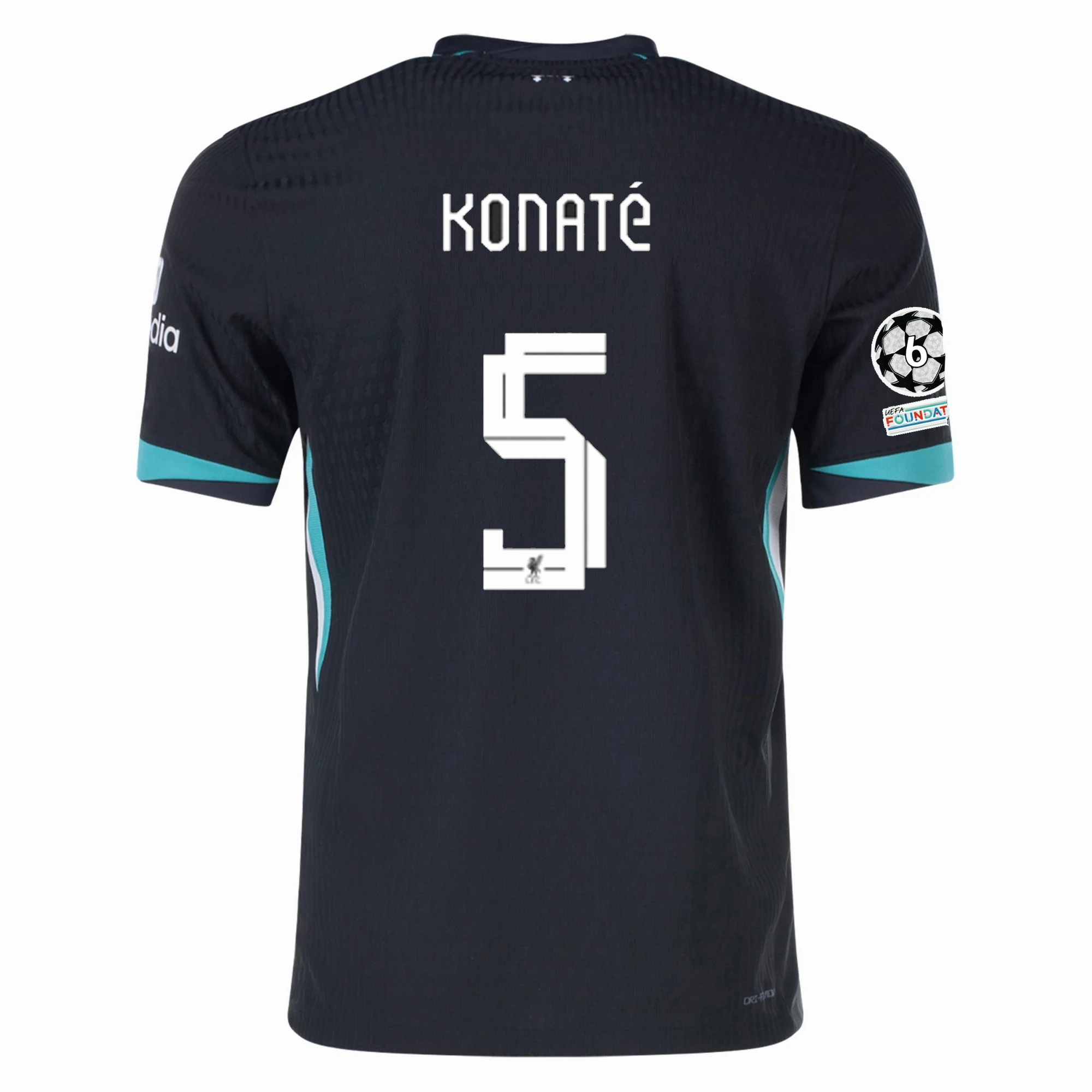 Adjustable Hem Sleek Look Nike Liverpool Authentic Ibrahima Konat?? Away Jersey w/ Champions League 24/25 (Night Forest/Washed Teal)