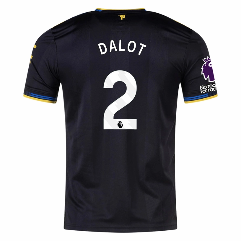 Durable Double Stitched Seams Unisex style adidas Dalot Men's Manchester United Authentic Third Jersey 25/26 w/ NRFR   EPL Patches (Black)