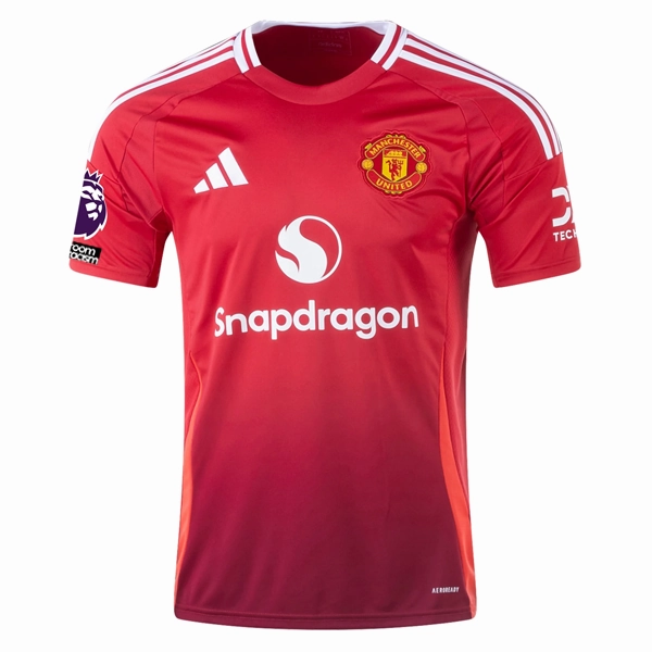 adidas Manchester United Alejandro Garnacho Home Jersey w/ EPL   No Room For Racism 24/25 (MUFC Red) Flexible Neck Opening Abrasion Defensive Layer