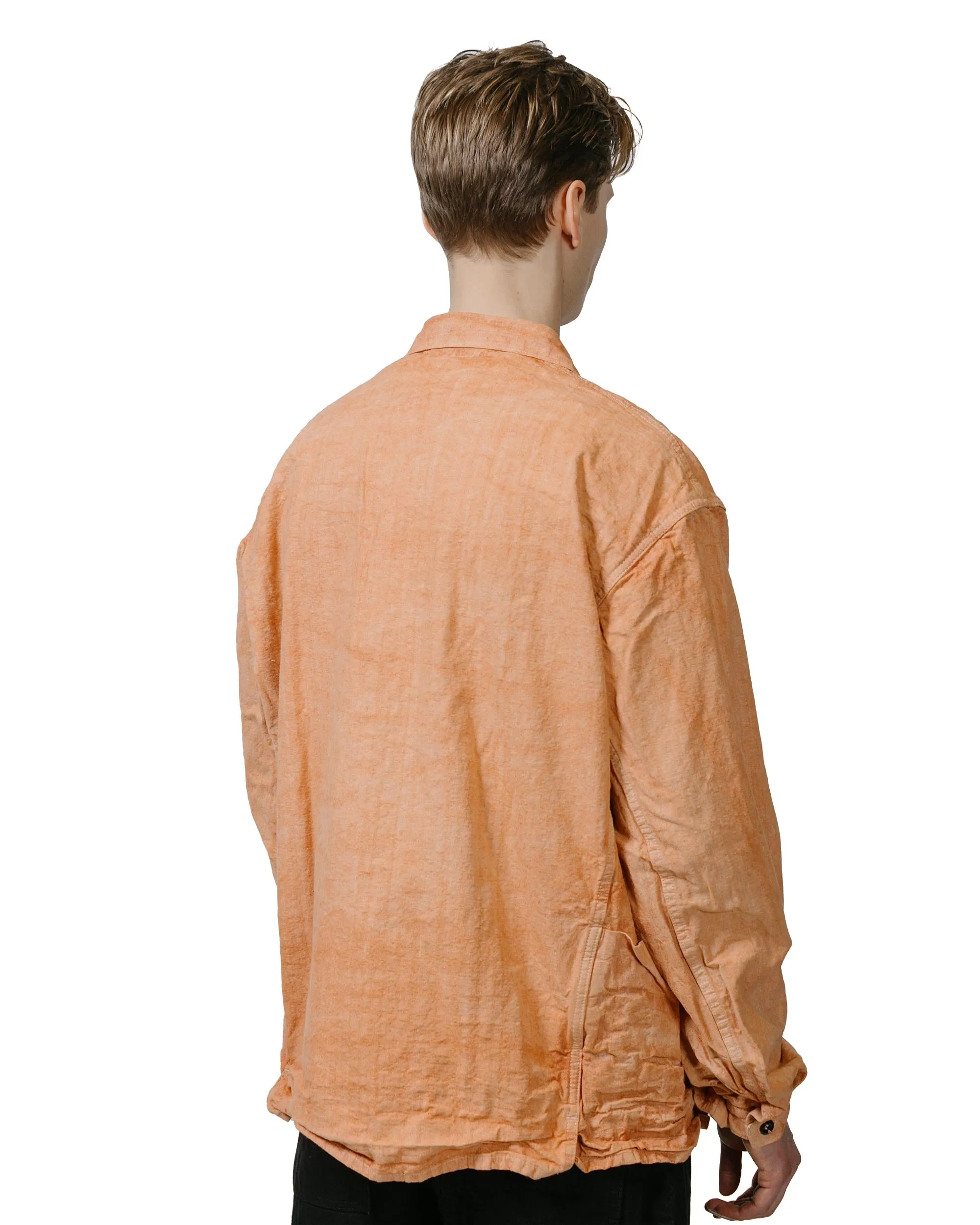 Tender Type 453 Double Cuff Mandolin Pocket Shirt Bleached Weft Stripe Cotton Canvas Red Ochre Anti-static Active Wear