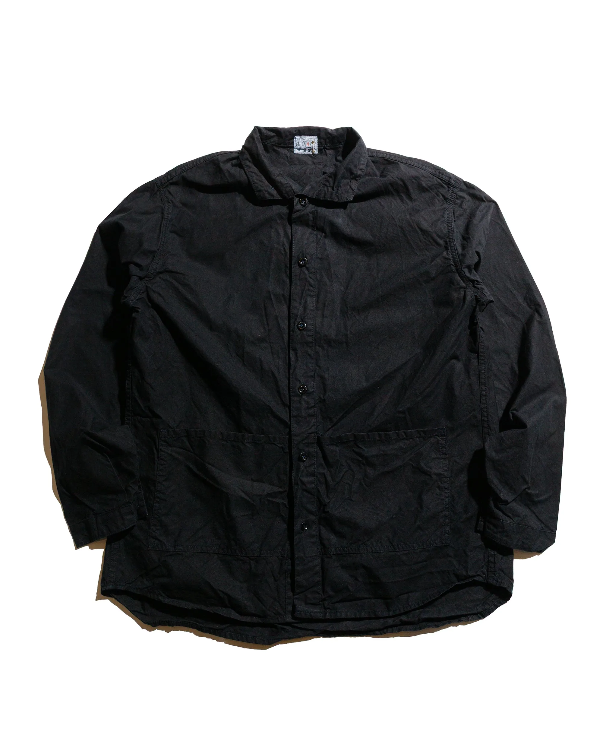 Tender Type 468 Flipped Collar Shirt Black Cotton Panama Hadal Blue Bold Hue Low Maintenance