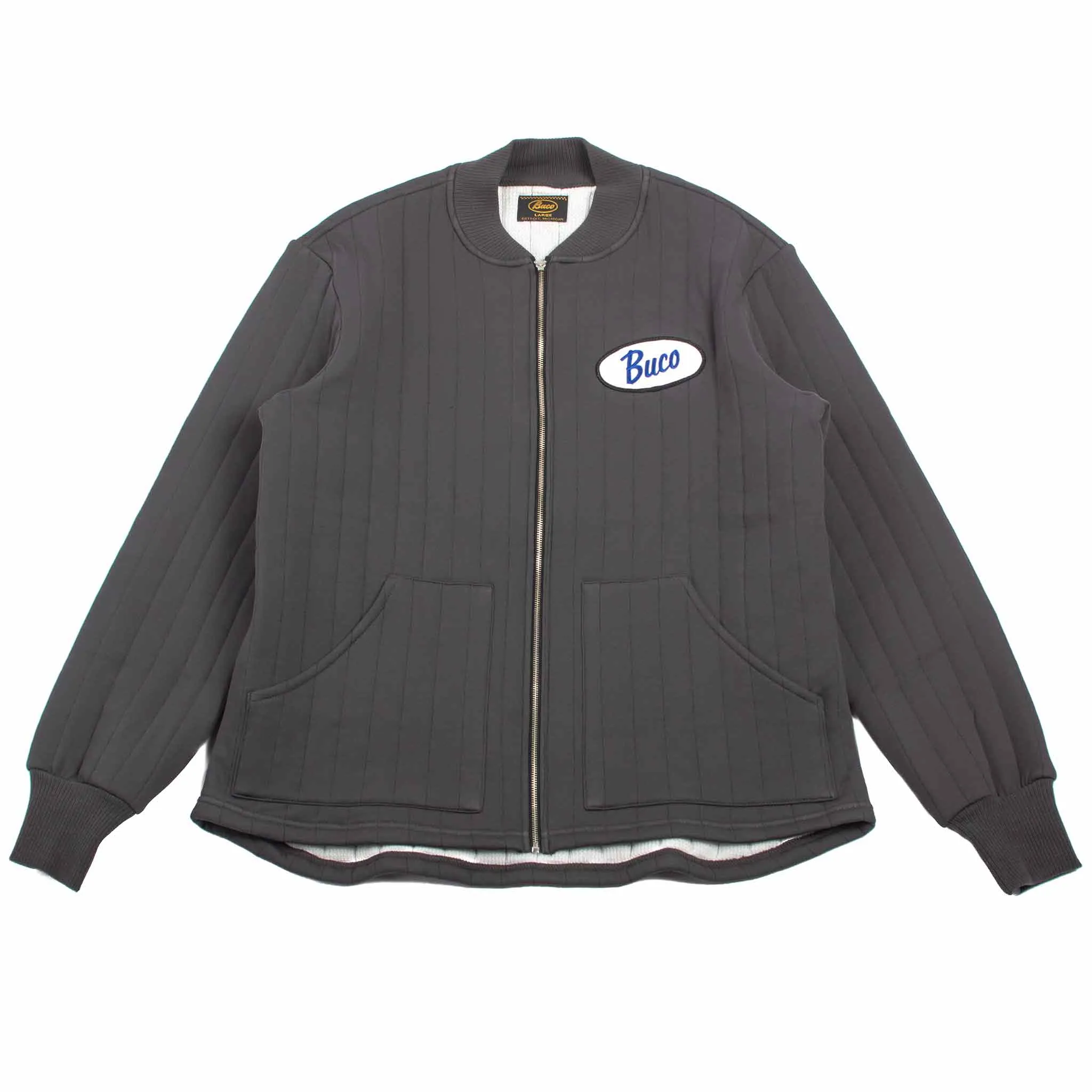 The Real McCoy's BC21101 Buco F/Z Nylon Quilted Sweatshirt Charcoal Cold Day Wear