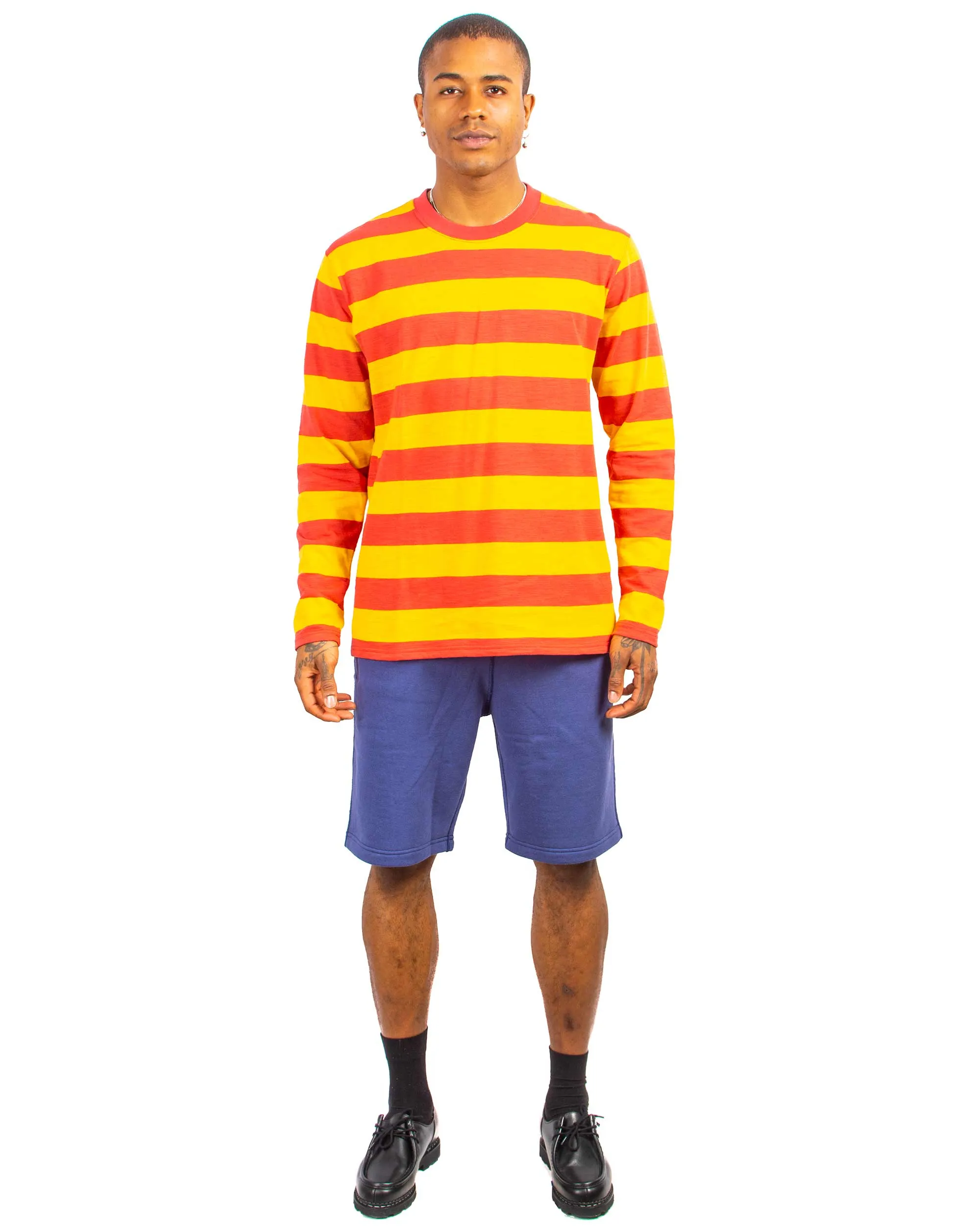 The Real McCoy's BC22005 Buco Stripe Tee L/S Salmon Everyday apparel Spandex Enhanced Elasticity